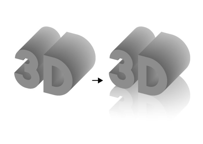つくった3Dを接地面へ反射させることができます。
