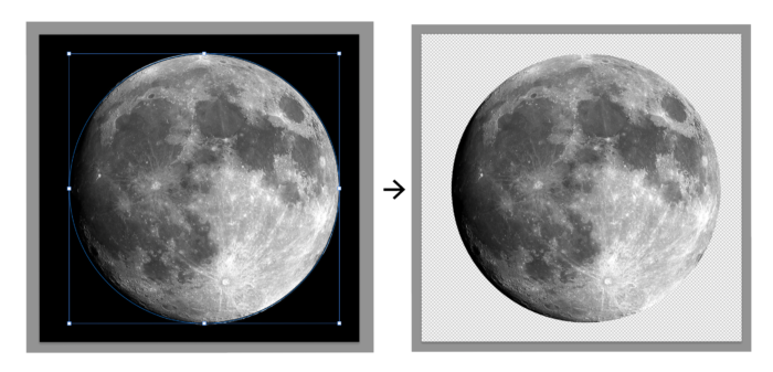 次にペンツールで月の画像からパスを作成し、月を切り抜きます。